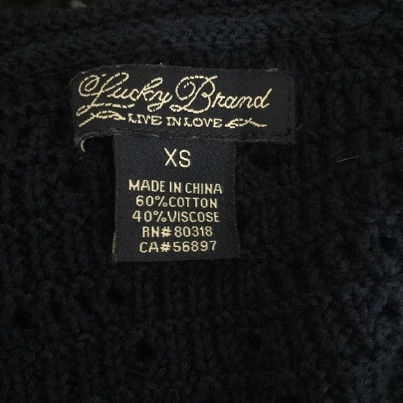 Lucky Brand Navy Blue crochet knit boho Cardigan size XS - Picture 7 of 7